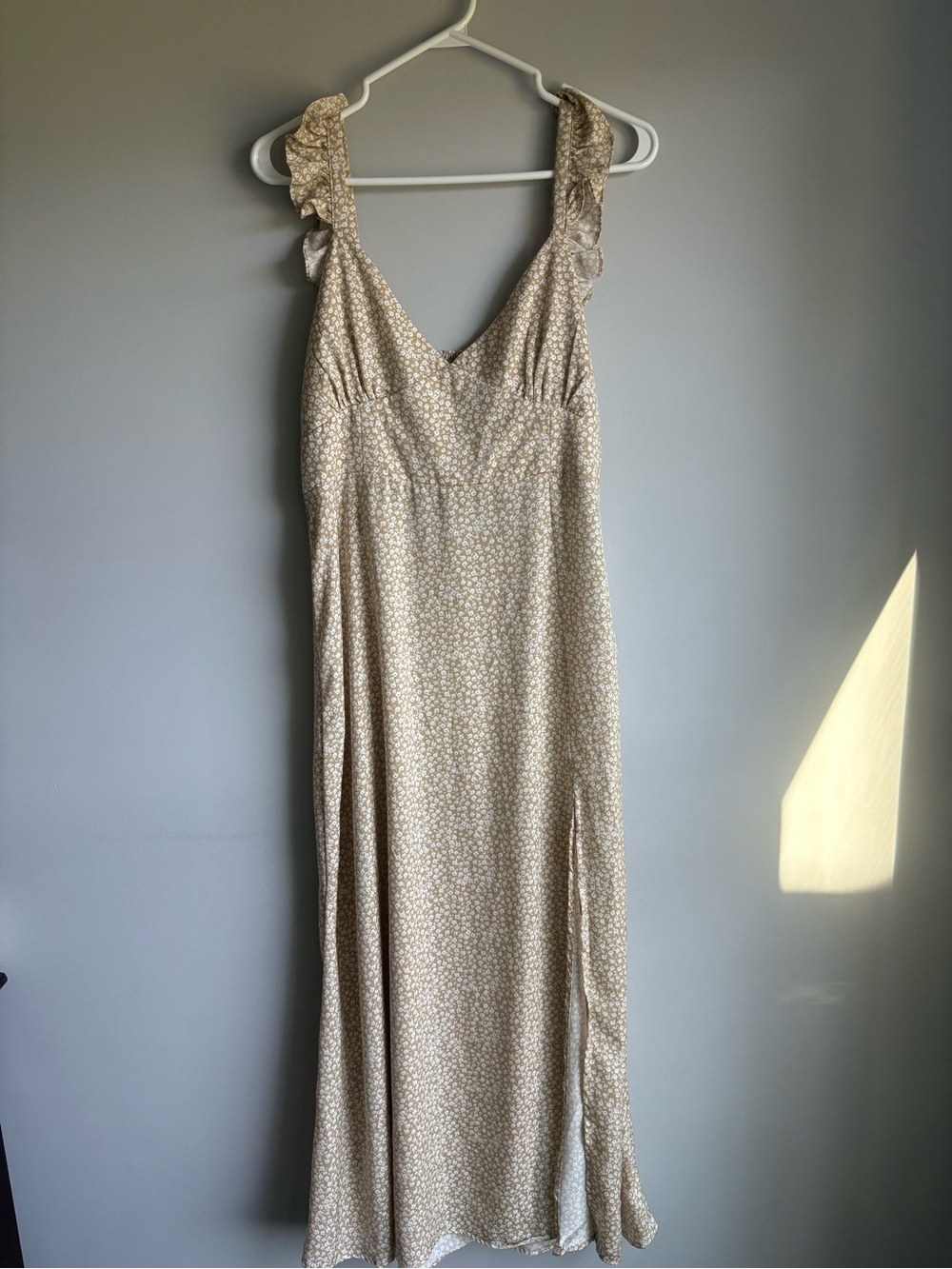 HYFVE Beige Floral Maxi Dress with Ruffle Straps